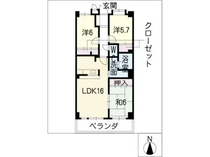 藤マンションII(3LDK/1階)の間取り写真