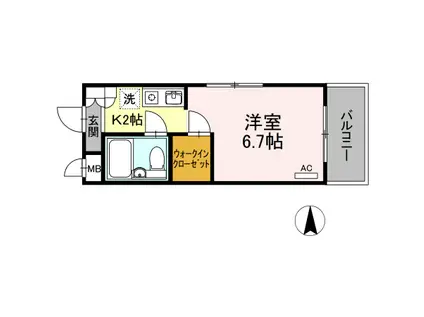 ジェルメ武蔵中原(1K/3階)の間取り写真