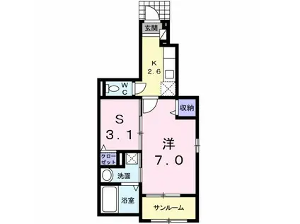マーベラス III(1SK/1階)の間取り写真