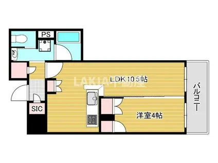 ワコーレ大阪新町タワーレジデンス(1LDK/13階)の間取り写真