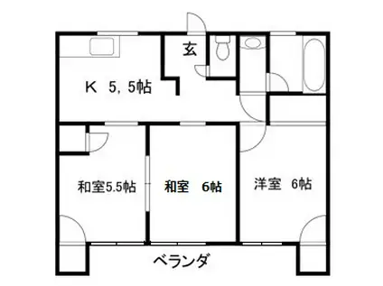 サンライズハイツ(3DK/1階)の間取り写真