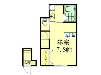 H・Gフラット(ワンルーム/2階)の間取り写真