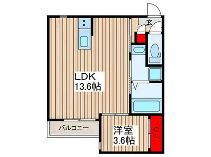 REGALEST 東大宮(1LDK/1階)の間取り写真