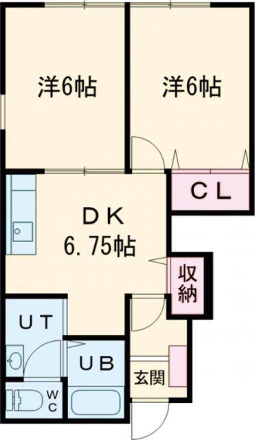 ヴィラ柏木(2DK/1階)の間取り写真