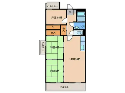 サンシャイン三苫II(3LDK/3階)の間取り写真