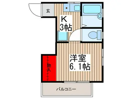 ローズハイツ(1K/1階)の間取り写真