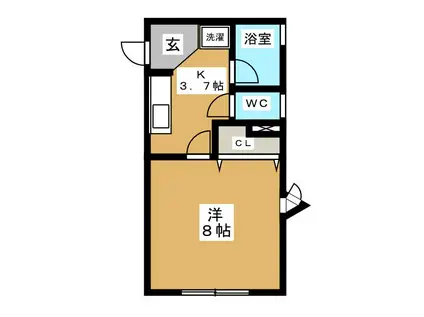 プレセンテ青森(1K/1階)の間取り写真