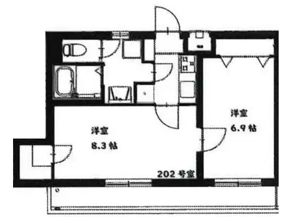 ファーム・ヴィラII(2K/2階)の間取り写真