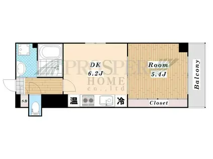プレアデス緑橋(1DK/6階)の間取り写真