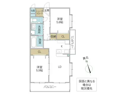 SYマンション(2LDK/3階)の間取り写真