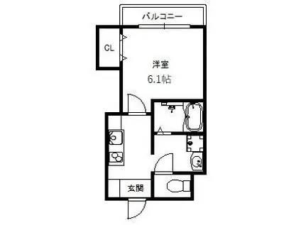 みおつくし岸里II(1K/6階)の間取り写真