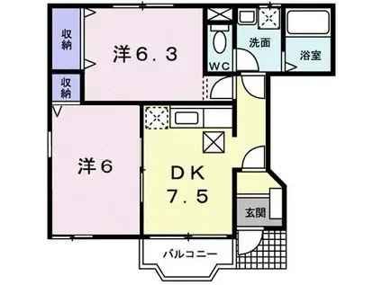 パルテ-ル(2DK/1階)の間取り写真