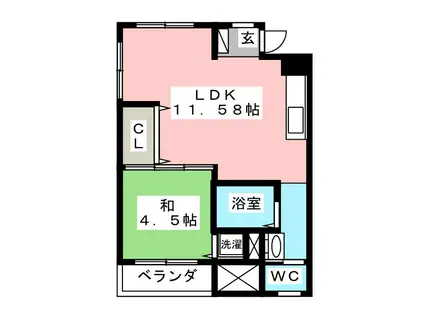 希望ヶ丘コーポラスA棟(1LDK/3階)の間取り写真