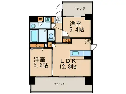 クリムゾン吉塚(2LDK/11階)の間取り写真