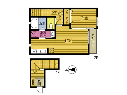 アテレーゼONE上田の湯A(1LDK/2階)の間取り写真