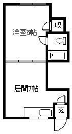 ハイツサンフラワーB(1DK/2階)の間取り写真