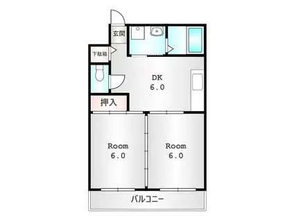 サンライズマンション(2DK/2階)の間取り写真