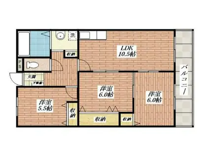 カーサ南茨木II(3LDK/1階)の間取り写真
