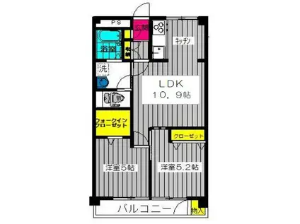 レジデンス木下 R(2LDK/1階)の間取り写真