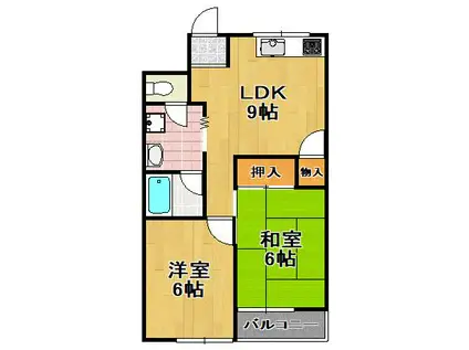 ワタナベパレス(2DK/3階)の間取り写真