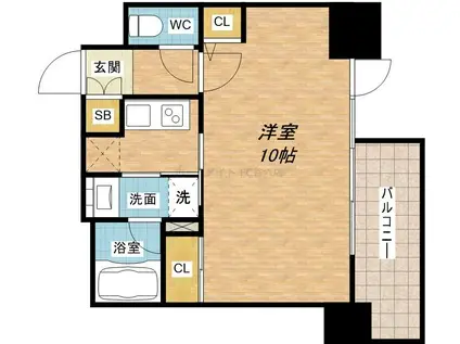 コンフォリア北浜(1K/11階)の間取り写真