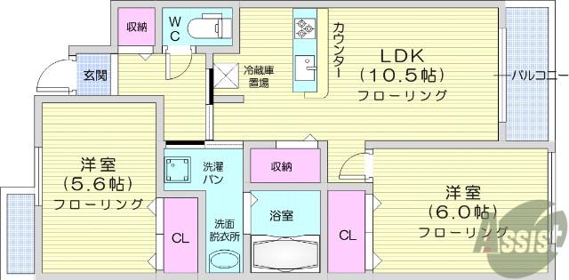 コンフォール(2LDK/2階)の間取り写真