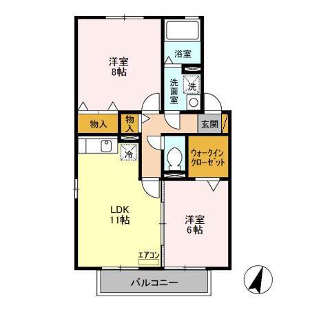 シュタインベルク東館(2LDK/2階)の間取り写真