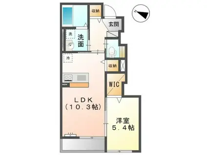 プレステージ 庭瀬(1LDK/1階)の間取り写真