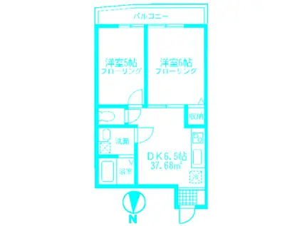 モンステラ下田(2DK/1階)の間取り写真