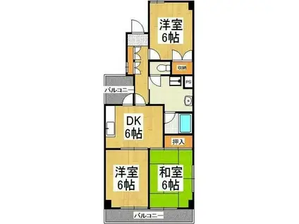 リシェス久米川2号館(3DK/3階)の間取り写真