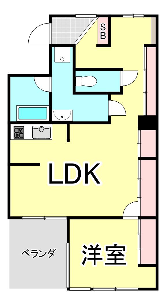 イスズハイツベル芦屋パートII(1LDK/1階)の間取り写真