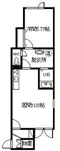 ピースフル(1LDK/2階)の間取り写真