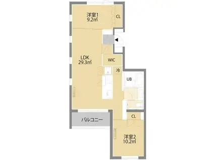 COCO BLANC(2LDK/2階)の間取り写真