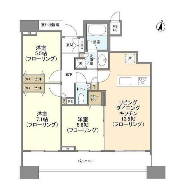 HF白金高輪レジデンス(3LDK/13階)の間取り写真