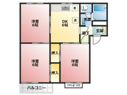 フレグランスカンベ(3DK/2階)の間取り写真