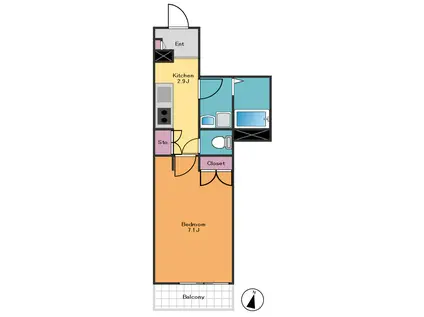 MAISON三房(1K/3階)の間取り写真