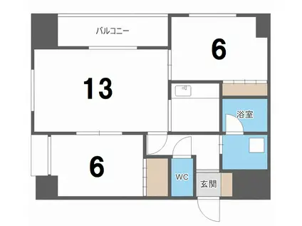 G・ミドー学園の杜(2LDK/5階)の間取り写真