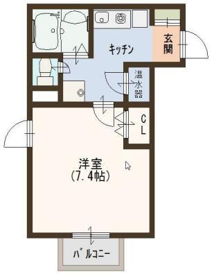 アヴェニール岡本(1K/1階)の間取り写真