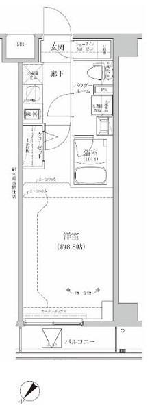 RELUXIA GRANDE 川崎大師公園(1K/3階)の間取り写真