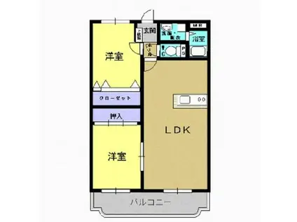 近鉄大阪線 大和朝倉駅 徒歩6分 3階建 築17年(2LDK/2階)の間取り写真