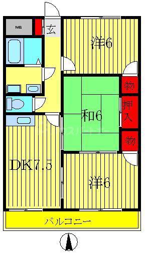 第一いこいマンション(3DK/3階)の間取り写真