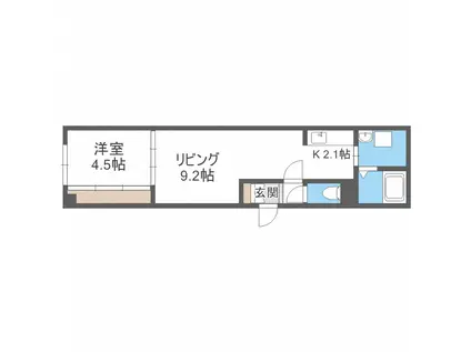 LITHOS-M(1LDK/2階)の間取り写真