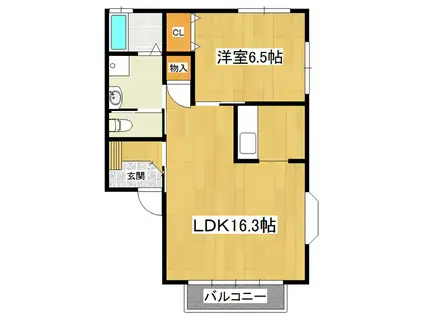 朝日ヴィラひたち野A(1LDK/3階)の間取り写真