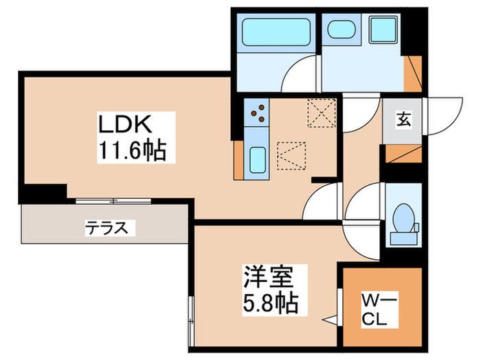 トリシア千躰(1LDK/1階)の間取り写真