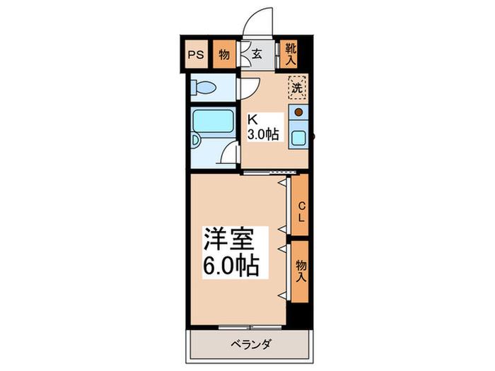 アーバンハイツ土志田(1K/3階)の間取り写真