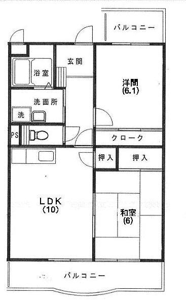 グローリー(2LDK/2階)の間取り写真