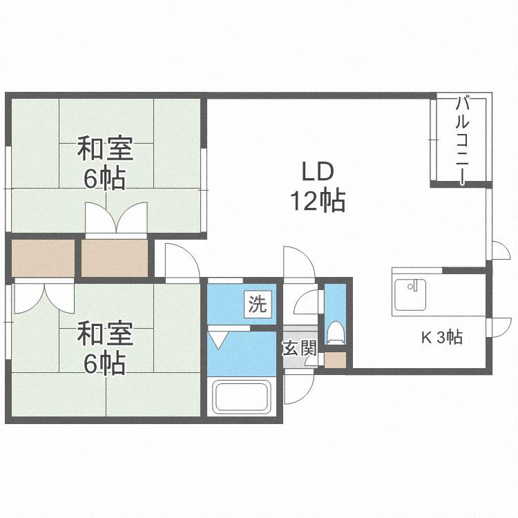 ハウス八軒(2LDK/3階)の間取り写真
