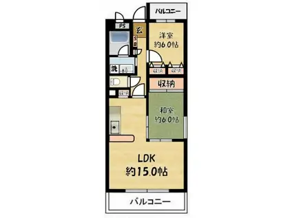 アイネ・シェーネブルグ(2LDK/2階)の間取り写真