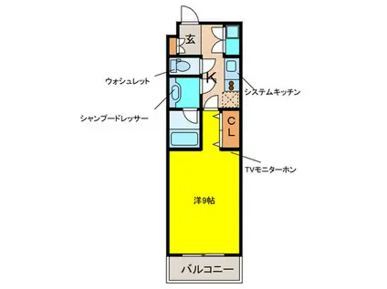 フェアフィールド(1K/3階)の間取り写真