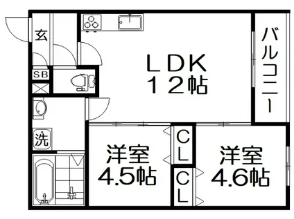 ブルーベル・フェアリー・カーム・ミスティーク・シーナリー(2LDK/3階)の間取り写真